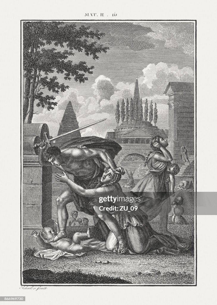 Massacre of the Innocents (Matthew 2), copperplate engraving, published c.1850