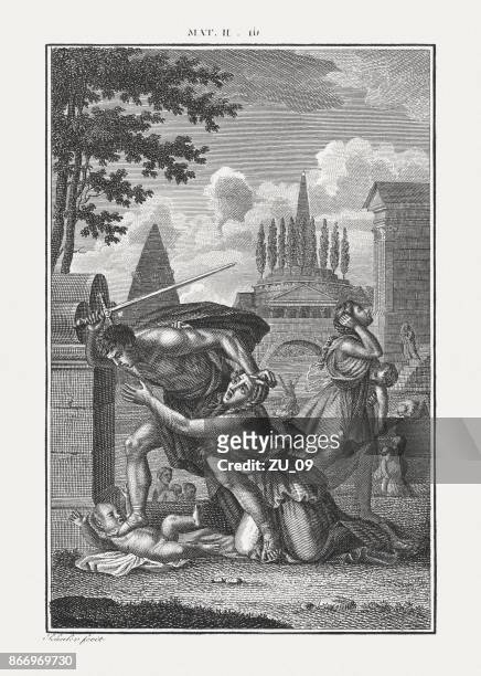 massacre of the innocents (matthew 2), copperplate engraving, published c.1850 - herod the great stock illustrations