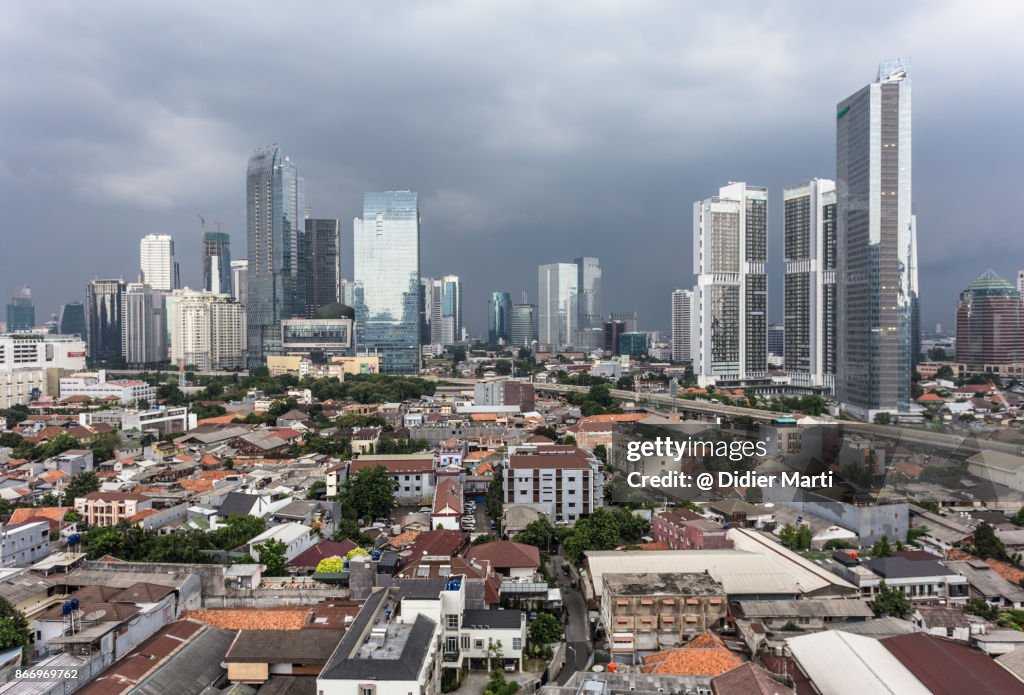 Threatening clouds over Jakarta skyline, Indonesia capital city