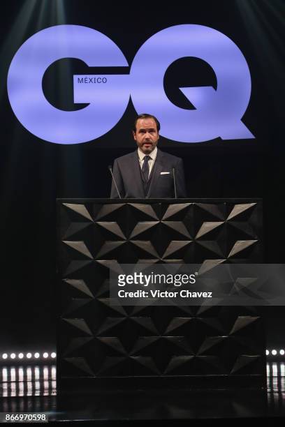 Joaquin Colin speaks on stage during the GQ Mexico Men of The Year Awards 2017 on October 26, 2017 in Mexico City, Mexico.