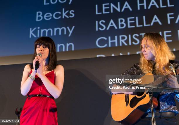 Lena Hall and Alyssa Robbins perform at NewFest closing night movie screening Becks at Cinepolis Chelsea.