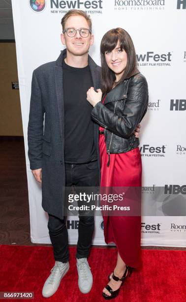 Jonathan Stein, Lena Hall attend NewFest closing night movie screening Becks at Cinepolis Chelsea.