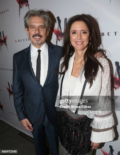 Elliot Goldenthal and Julie Taymor pose at the opening night arrivals for "M Butterfly" on Broadway at The Cort Theatre on October 26, 2017 in New...