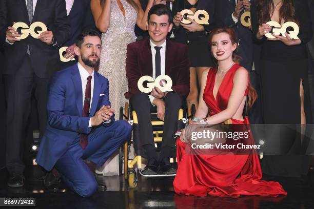 Luis Gerardo Mendez, Eduardo Zarate and Bella Thorne attend the GQ Mexico Men of The Year Awards 2017 on October 26, 2017 in Mexico City, Mexico.