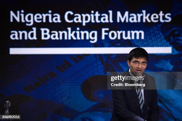 Nikhil Rathi, chief executive officer of London Stock Exchange Plc, speaks during the Nigeria Capital Markets and Banking Forum in London, U.K., on...