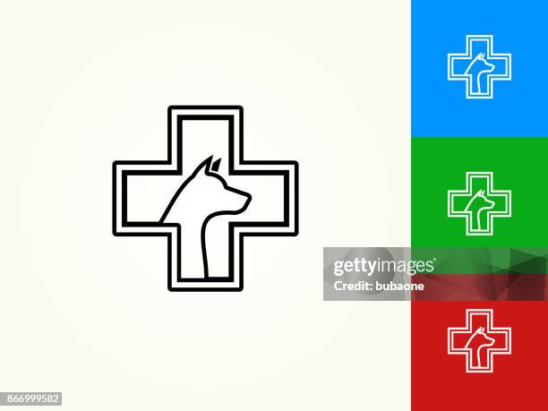 ilustrações de stock, clip art, desenhos animados e ícones de pet health black stroke linear icon - red cross