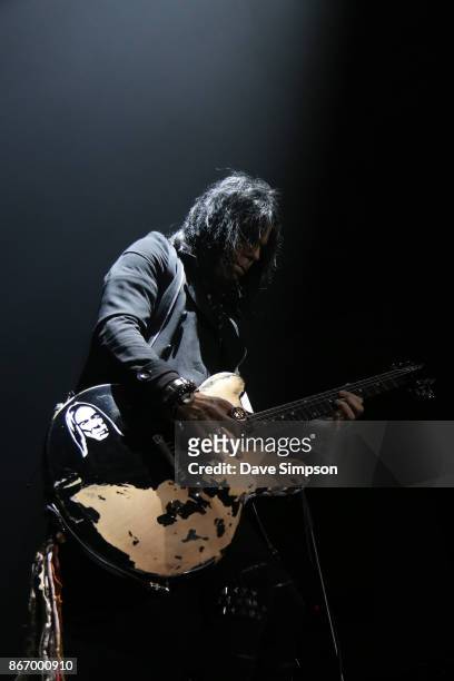 Musician Tommy Henriksen performs with Alice Cooper at The Trusts Arena on October 27, 2017 in Auckland, New Zealand.