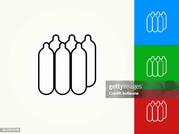 gas containers black stroke linear icon - hydraulic fracturing icons stock illustrations