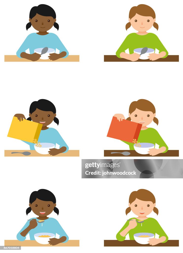 Child eating breakfast illustration