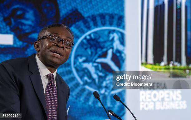 Ike Chioke, chief executive officer of Afrinvest West Africa Ltd., speaks during the Nigeria Capital Markets and Banking Forum in London, U.K., on...