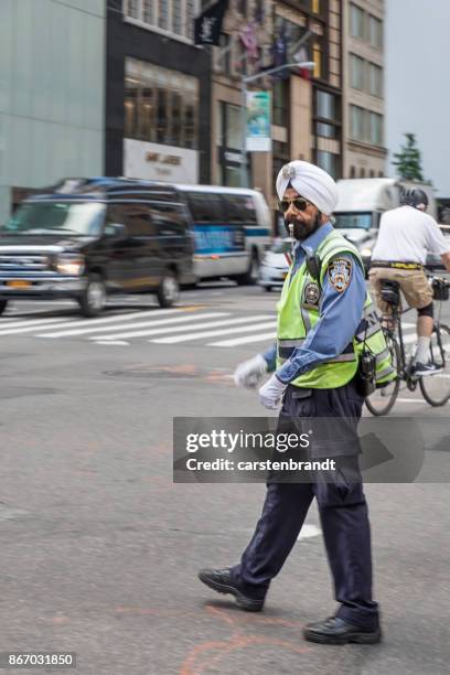Sikh Policeman Regulating Traffic High-Res Stock Photo