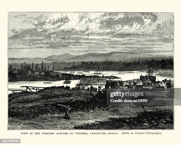 victoria, vancouver island, 19th century - duncan bc stock illustrations