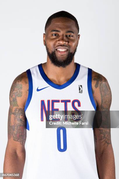 Prince Ibeh of the Long Island Nets poses for a heaf shot on the NBA G-League Media Da at NYCB Live in Uniondale, NY on October 26, 2017. USER: User...