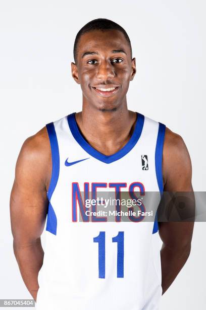 Shannon Scott of the Long Island Nets poses for a heaf shot on the NBA G-League Media Da at NYCB Live in Uniondale, NY on October 26, 2017. USER:...