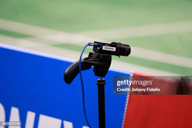 Illustration Hawk Eye during the Yonex Badminton French Open at Stade Pierre de Coubertin on October 26, 2017 in Paris, France.