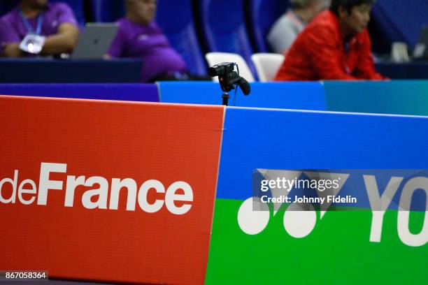 Illustration Hawk Eye during the Yonex Badminton French Open at Stade Pierre de Coubertin on October 26, 2017 in Paris, France.