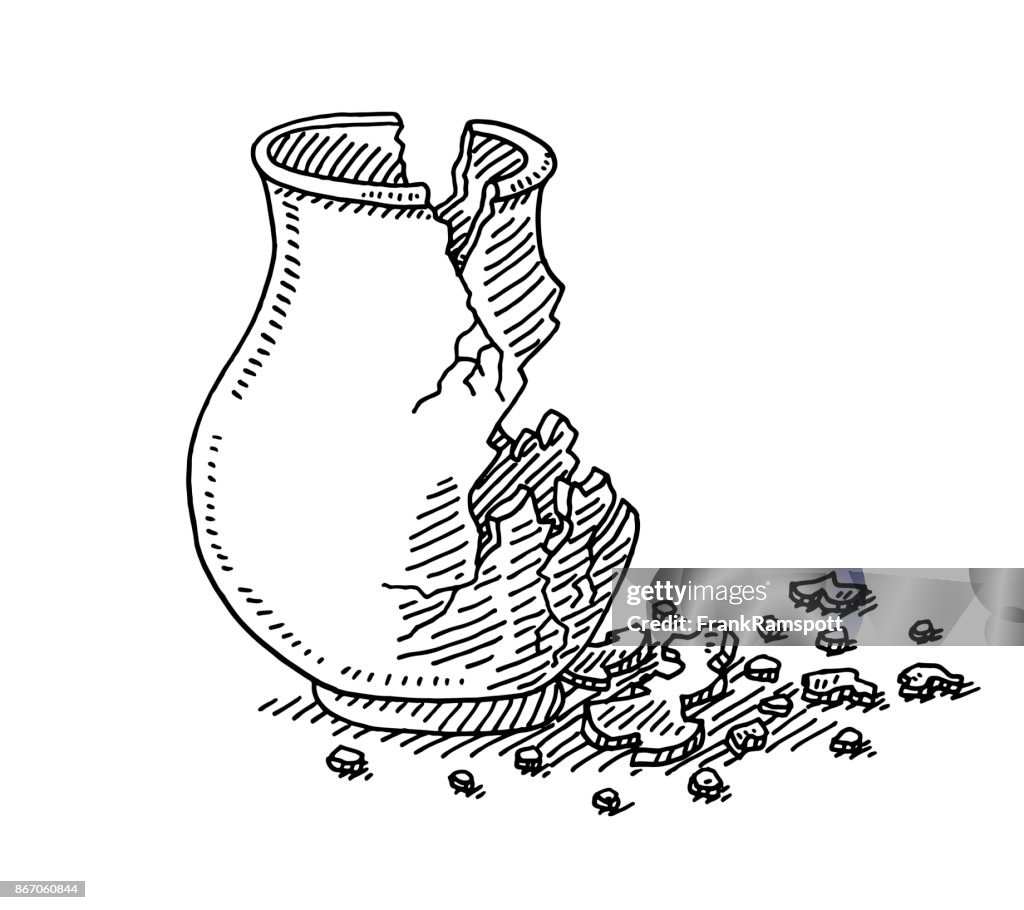 古董花瓶弄碎了繪圖