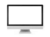 Computer Monitor with Blank White Screen Isolated