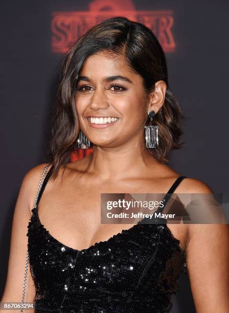 Actress Linnea Berthelsen arrives at the Premiere Of Netflix's 'Stranger Things' Season 2 at Regency Westwood Village Theatre on October 26, 2017 in...