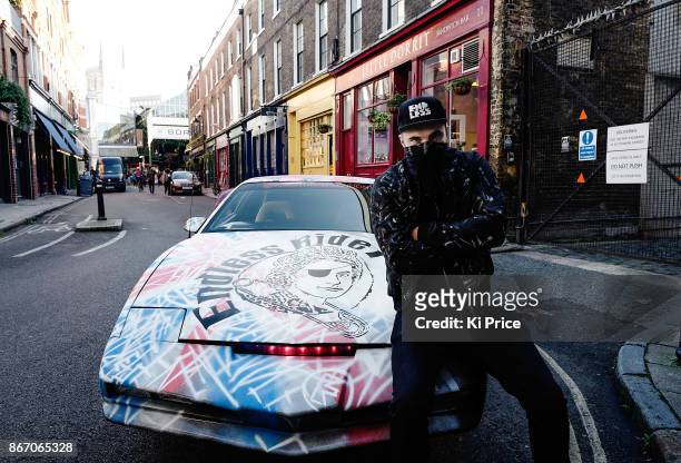 Endless Artist sprayed a punk mural on an original K.I.T.T car from the retro hit TV series, Knight Rider on October 27, 2017 in London, England.