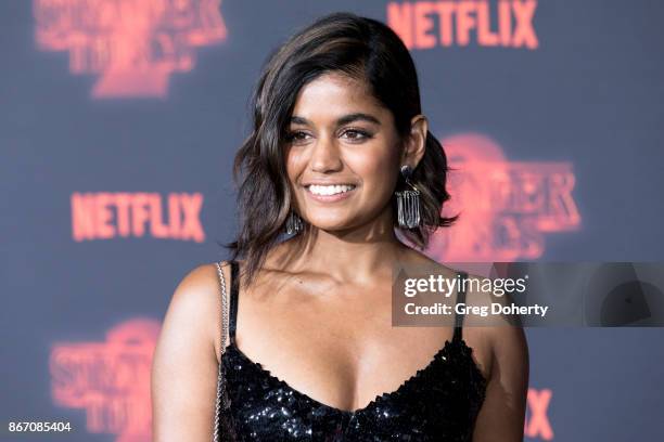 Actress Linnea Berthelsen attends the Premiere Of Netflix's "Stranger Things" Season 2 at the Regency Bruin Theatre on October 26, 2017 in Los...