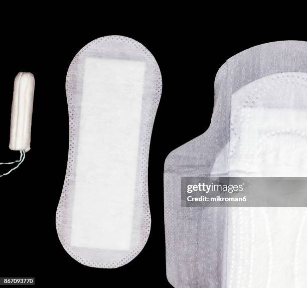 selection of woman's hygiene items - acolchado deportivo fotografías e imágenes de stock