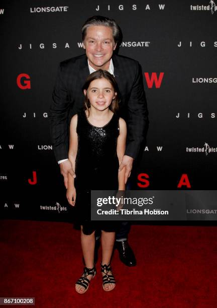 Oren Koules and his daughter, Sam Koules, attend the premiere of Lionsgate's 'Jigsaw' at ArcLight Hollywood on October 25, 2017 in Hollywood,...