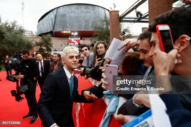 Xavier Dolan walks a red carpet during the 12th Rome Film Fest at Auditorium Parco Della Musica on October 27, 2017 in Rome, Italy.