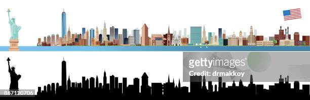 stockillustraties, clipart, cartoons en iconen met de skyline van de stad van new york - panoramic