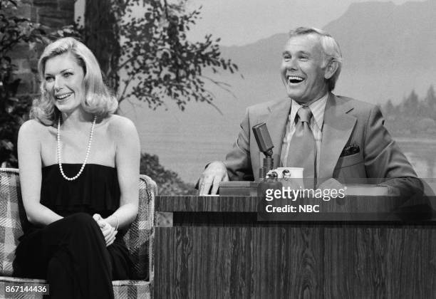 Pictured: Actress Susan Sullivan during an interview with host Johnny Carson on September 23, 1977 --