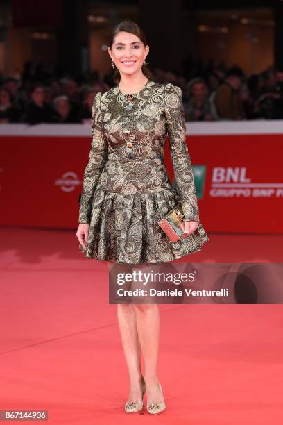 Caterina Murino walks a red carpet for 'Cinque' during the 12th Rome Film Fest at Auditorium Parco Della Musica on October 27, 2017 in Rome, Italy.