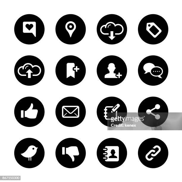 social media circle icons set - social media symbol stock-grafiken, -clipart, -cartoons und -symbole