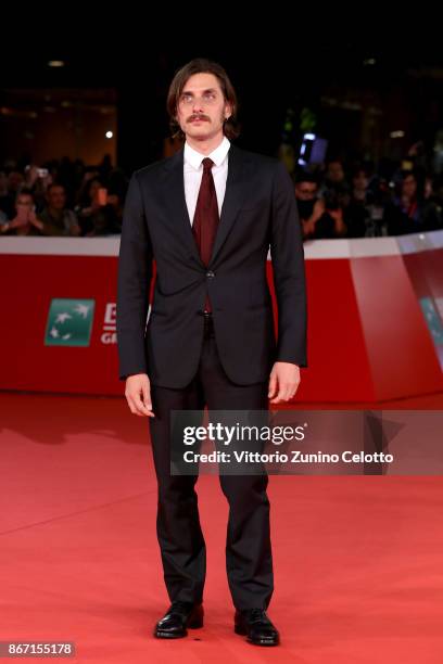 Luca Marinelli walks a red carpet for 'Una Questione Privata' during the 12th Rome Film Fest at Auditorium Parco Della Musica on October 27, 2017 in...