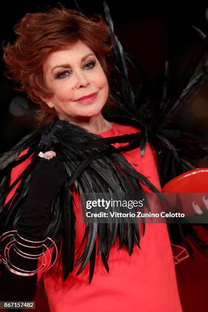 Marina Ripa di Meana walks a red carpet for 'Una Questione Privata' during the 12th Rome Film Fest at Auditorium Parco Della Musica on October 27,...