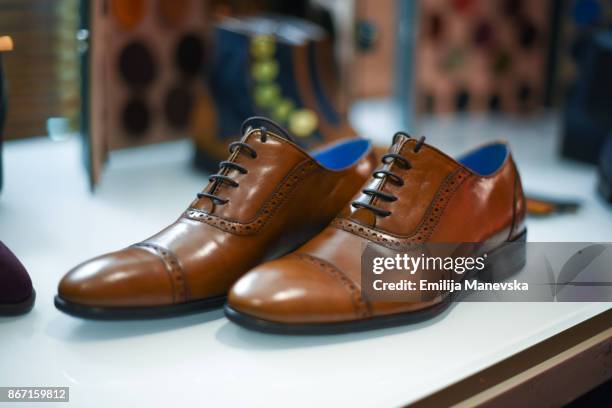 elegant leather men shoes - brown shoe stock pictures, royalty-free photos & images