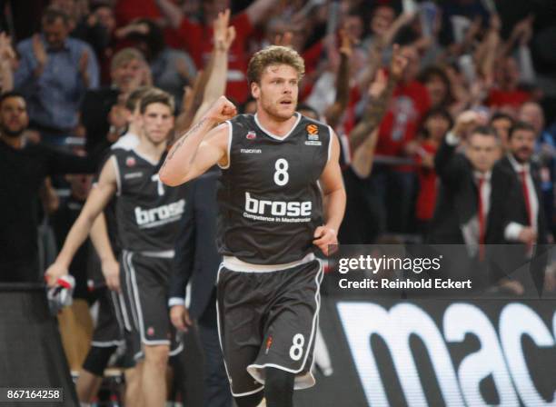 Lucca Staiger, #8 of Brose Bamberg in action during the 2017/2018 Turkish Airlines EuroLeague Regular Season Round 4 game between Brose Bamberg v...