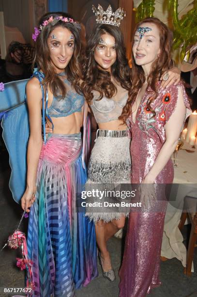 Rosanna Falconer, Sarah Ann Macklin and Olivia Grant attend Unicef's Halloween at Aynhoe Park on October 27, 2017 in Banbury, England. Unicef's...