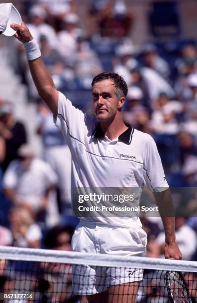 Todd Martin of the USA celebrates after defeating Cedric Pioline of France in their men's singles Semi-Final match during the US Open at the USTA...