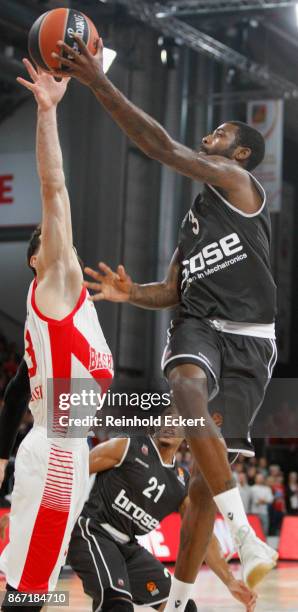 Dorell Wright, #3 of Brose Bamberg in action during the 2017/2018 Turkish Airlines EuroLeague Regular Season Round 4 game between Brose Bamberg v...