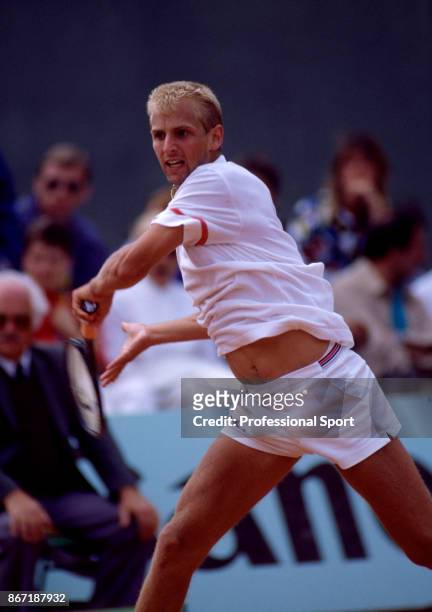 Thomas Muster of Austria in action during the French Open Tennis Championships at the Stade Roland Garros circa May 1986 in Paris, France.