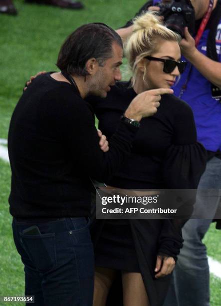 Singer Lady Gaga and celebrity agent Cristian Carino attend the Pepsi Super Bowl 51 Halftime Show at Houston NRG Stadium in Houston, Texas, on...