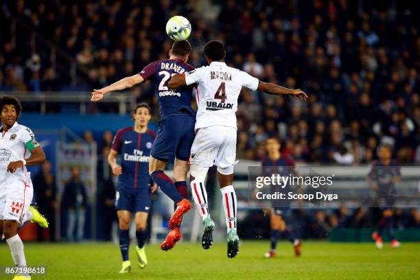 Julian Draxler of Paris Saint Germain and Santos Marlon of OGC Nice during the Ligue 1 match between Paris Saint Germain and OGC Nice at Parc des...