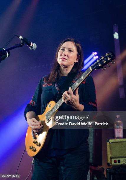Kim Deal from The Breeders performs at La Gaite Lyrique on October 27, 2017 in Paris, France.