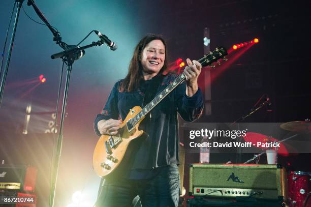 Kim Deal from The Breeders performs at La Gaite Lyrique on October 27, 2017 in Paris, France.