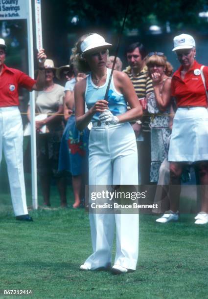 Laura Baugh of the United States hits her shot during the 1978 WUI Classic circa August, 1978 at the North Hills Country Club in Manhasset, New York.