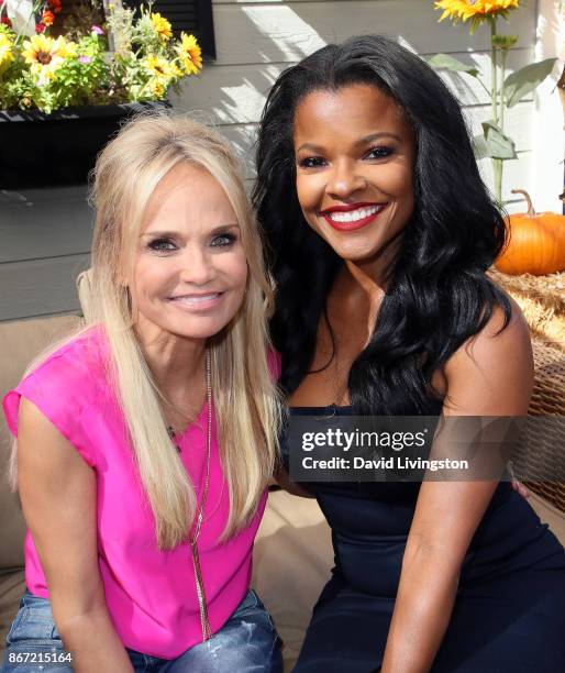 Actresses Kristin Chenoweth and Keesha Sharp visit Hallmark's "Home & Family" at Universal Studios Hollywood on October 27, 2017 in Universal City,...