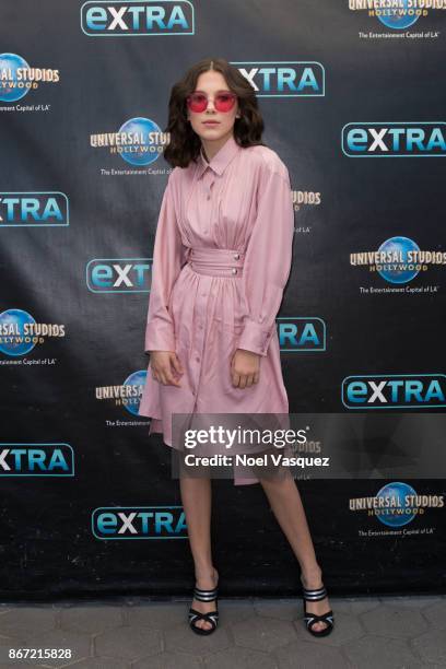 Millie Bobby Brown visits "Extra" at Universal Studios Hollywood on October 27, 2017 in Universal City, California.