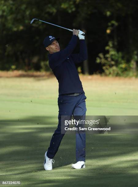Ben Crane plays a shot on the 14th hole during the second round of the Sanderson Farms Championship at the Country Club of Jackson on October 27,...