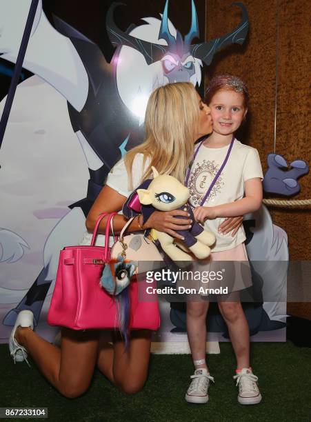 Roxy Jacenko kisses daughter Pixie Curtis ahead of the My Little Pony The Movie Sydney Premiere on October 28, 2017 in Sydney, Australia.