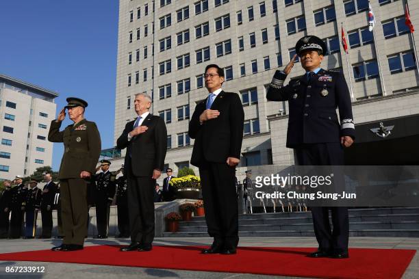 Secretary of Defense James Mattis , South Korean Defense Minister Song Young-moo , Chairman of the U.S. Joint Chiefs of Staff, Gen. Joseph Dunford...